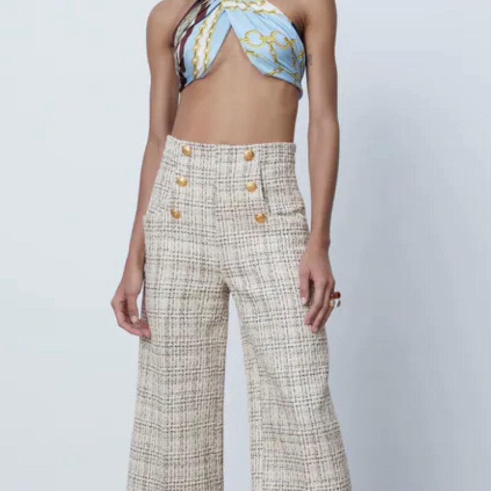 Zara Buttoned Culottes cropped pants - Picture 6 of 7